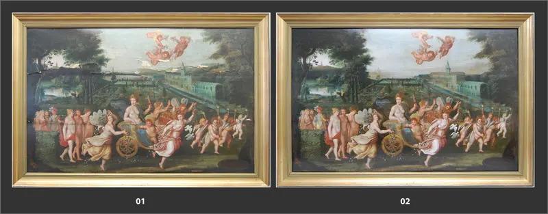Abbildungen des Tafelgemäldes „April“, 2. H. 18. Jh., Privatbesitz